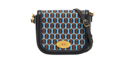 Geometric Printed Darley Satchel, Leather/Canvas, Black/Blue, MIT, DB, 2*